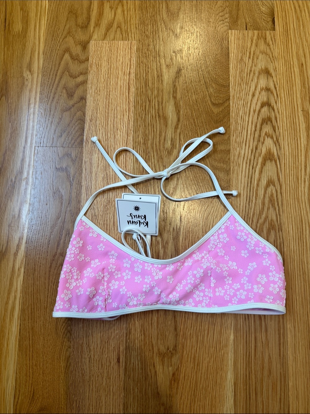 Kulani Kinis Pink Floral Halter Bikini Top